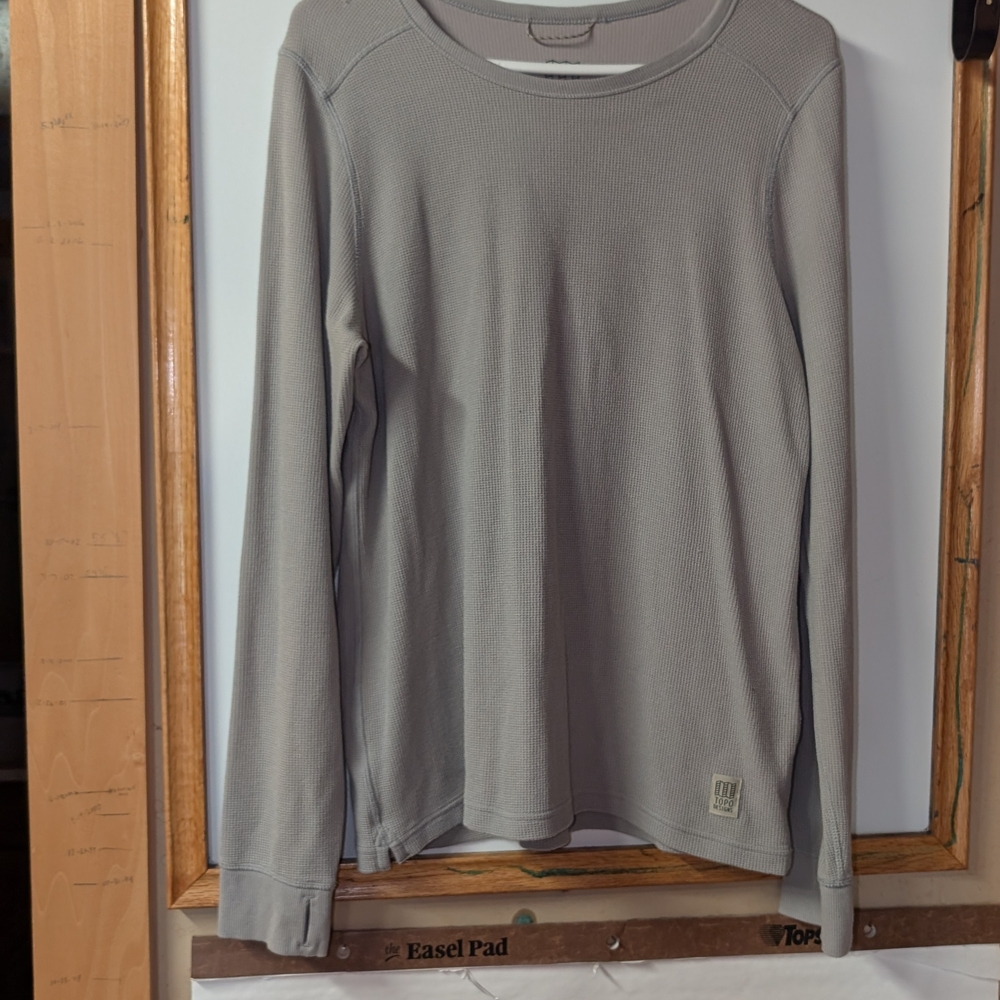 Topo Designs Women's Long-Sleeve Thermal Crewneck — Light Gray